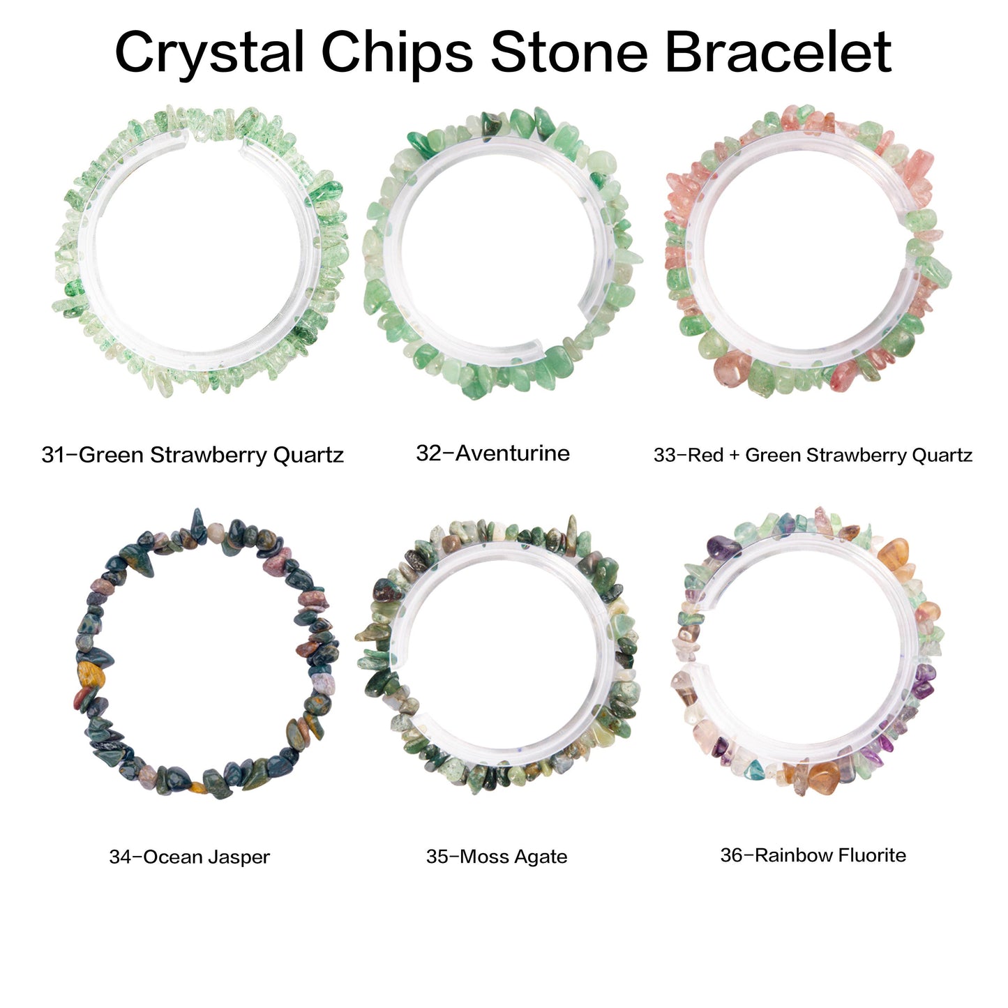 Crystal Bracelets (Chips of natural stone/semi precious Gems) -Rainbow Rutilated Quartz