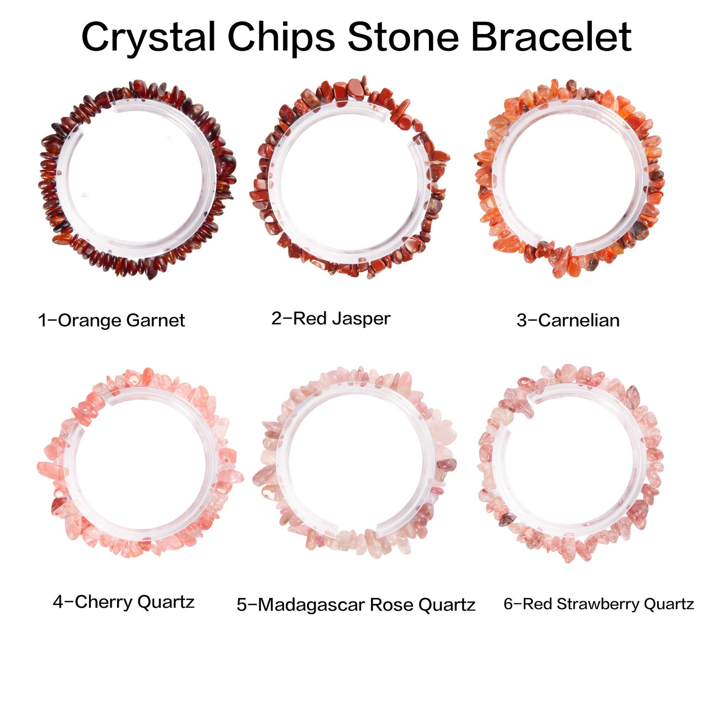 Crystal Bracelets (Chips of natural stone/semi precious Gems): Orange Garnet