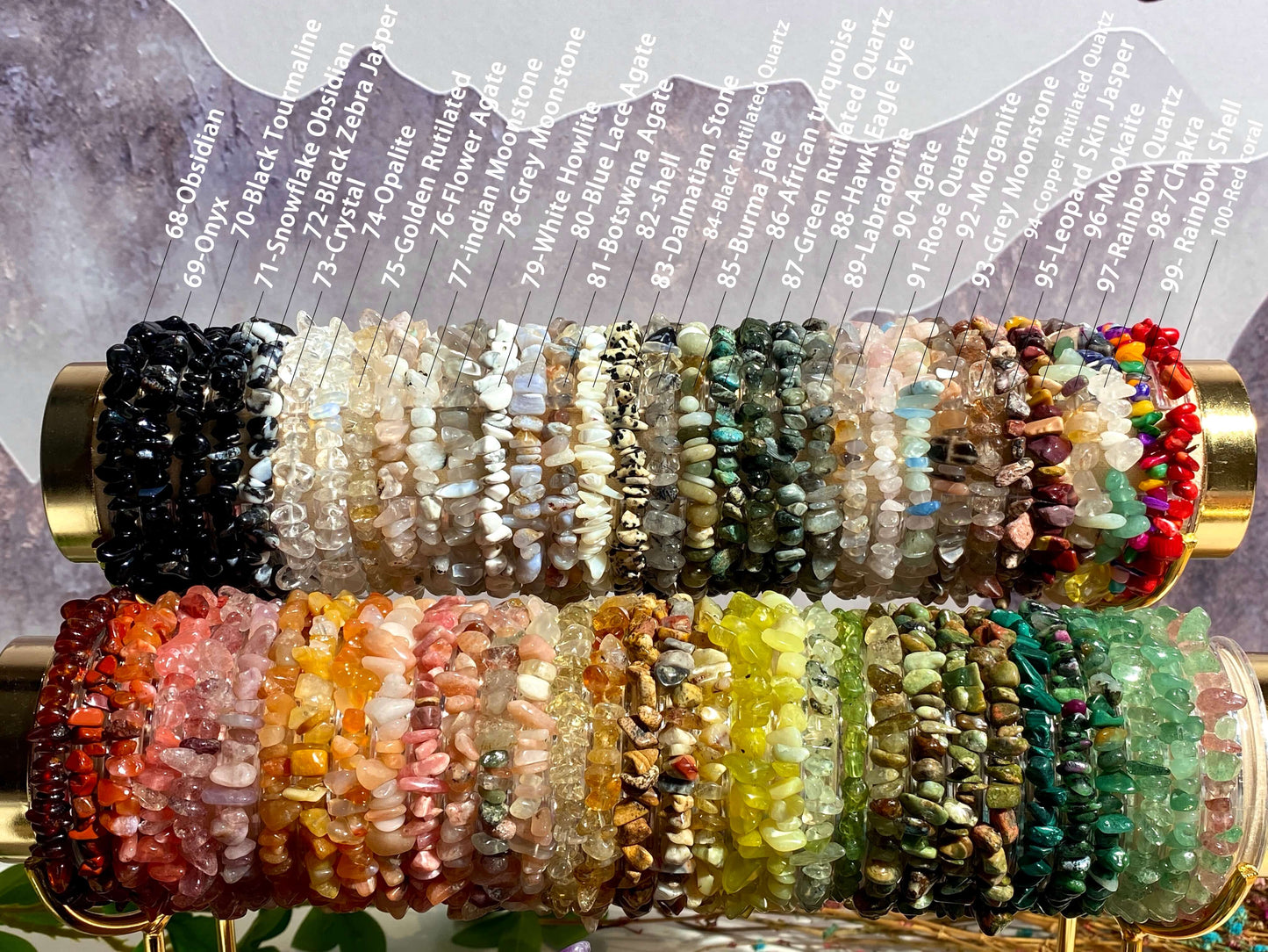 Crystal Bracelets (Chips of natural stone/semi precious Gems) -Golden Sunstone