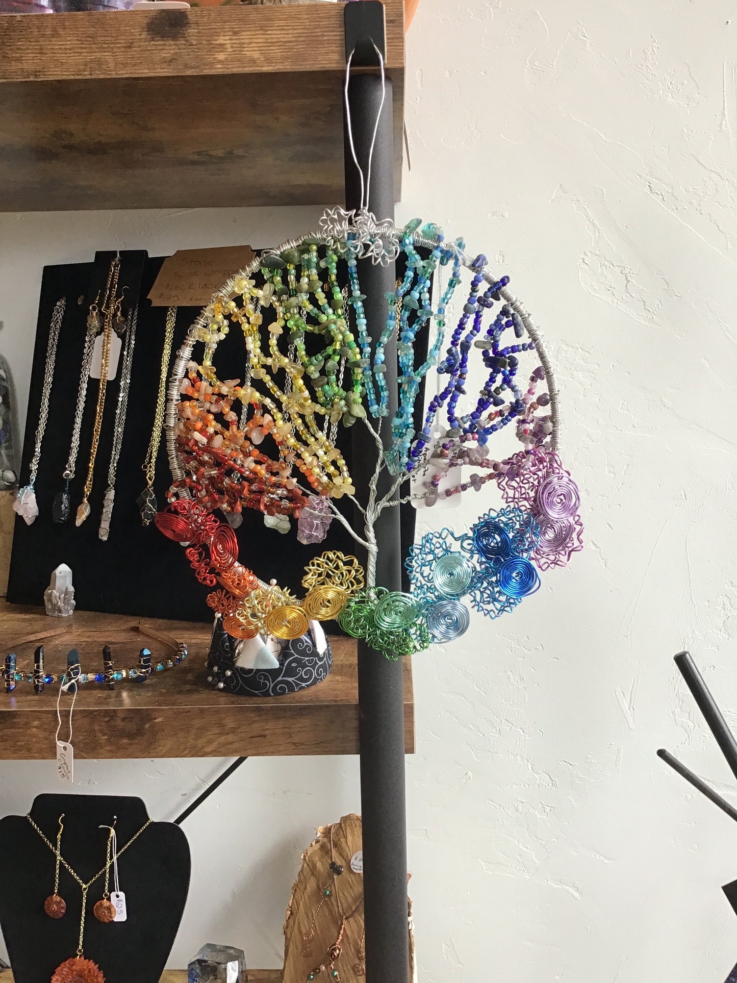 Chakra Wire & Crystal Tree on 8 in hoop