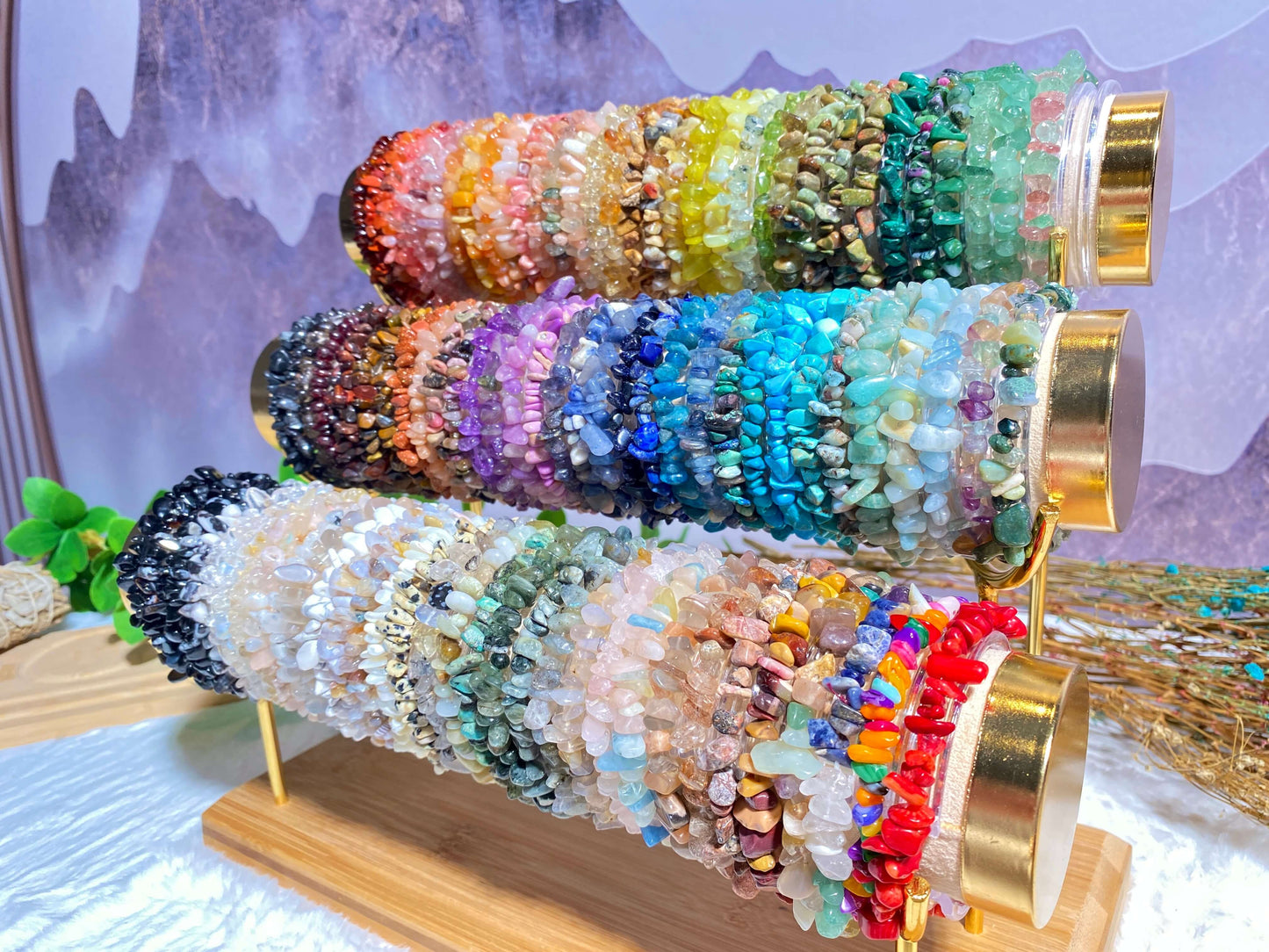 Crystal Bracelets (Chips of natural stone/semi precious Gems) -Golden Sunstone