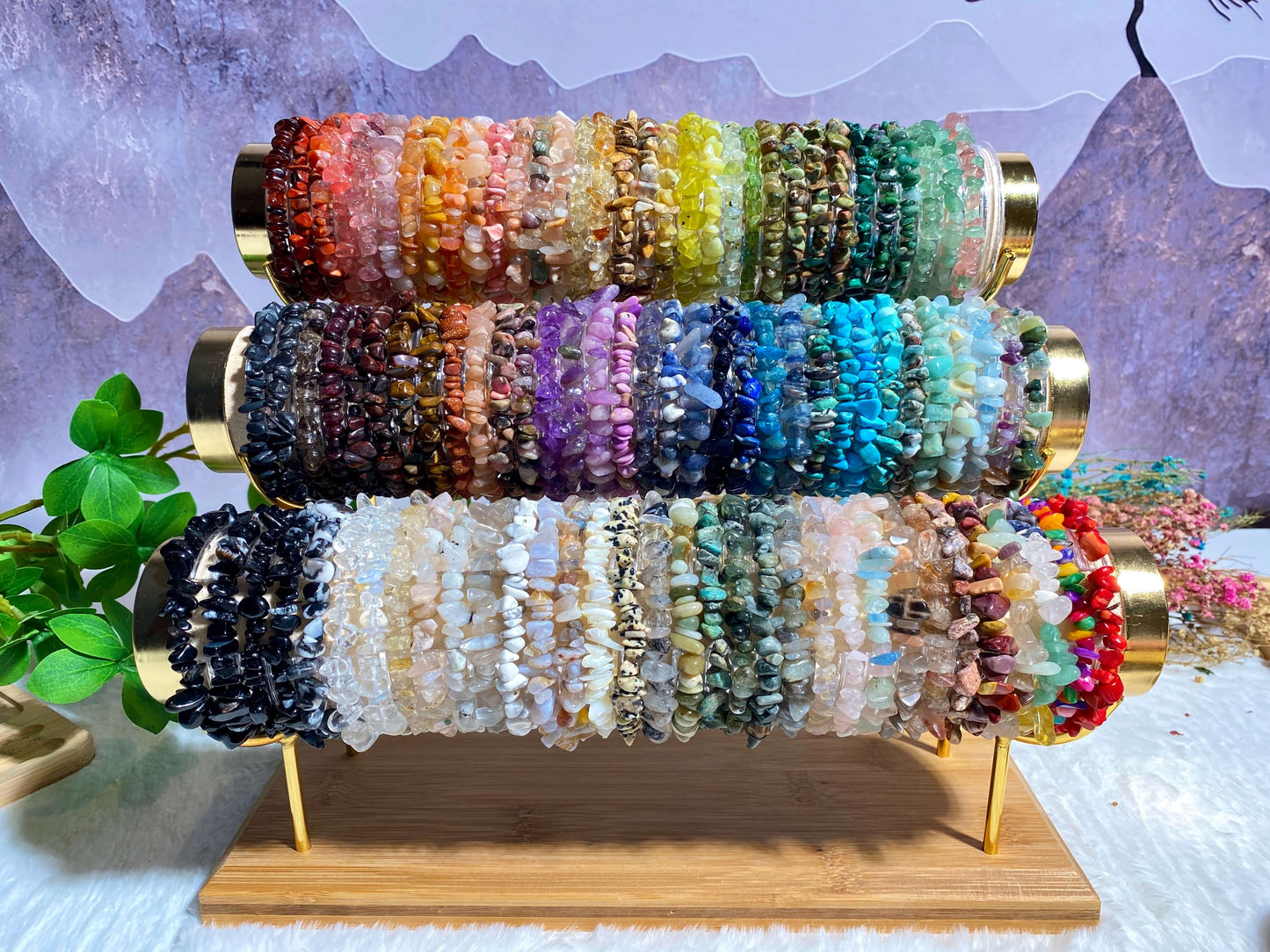 Crystal Bracelets (Chips of natural stone/semi precious Gems) -Golden Sunstone