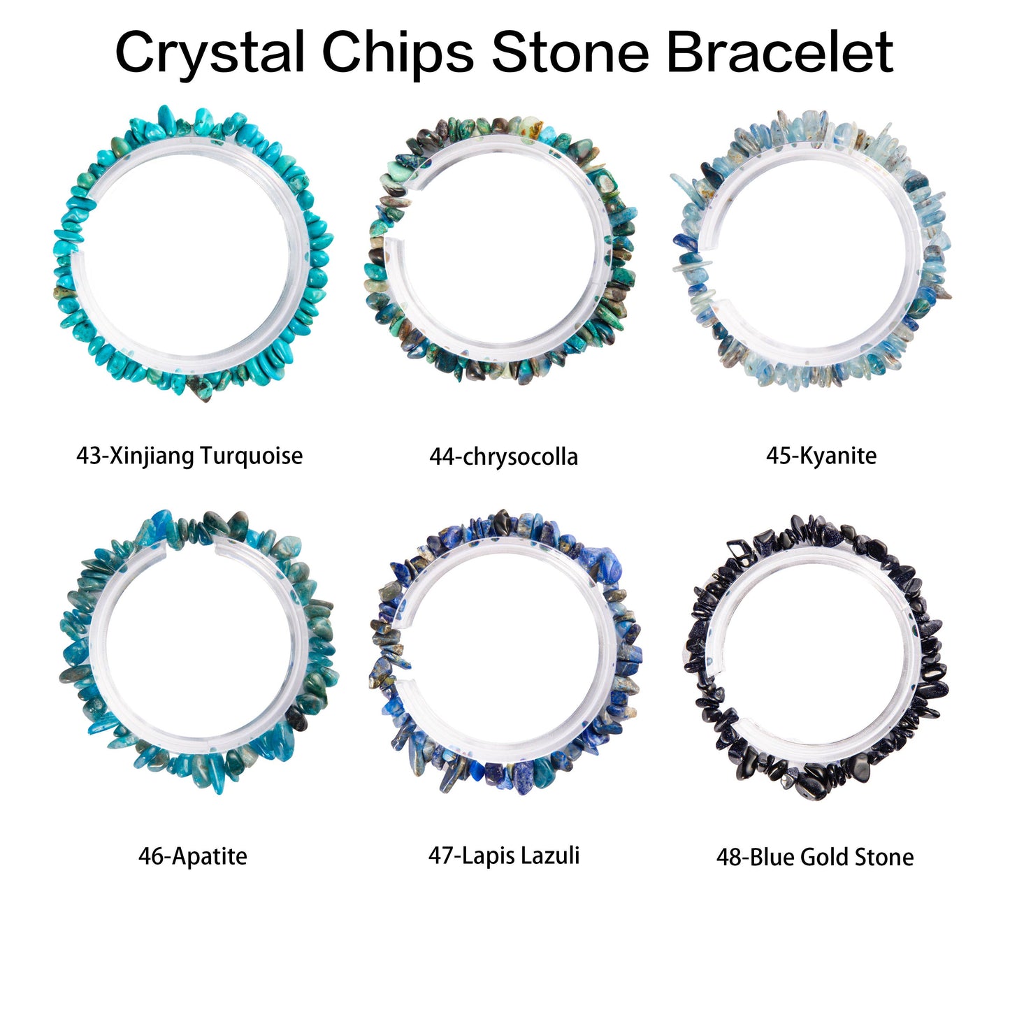 Crystal Bracelets (Chips of natural stone/semi precious Gems) -Rainbow Rutilated Quartz