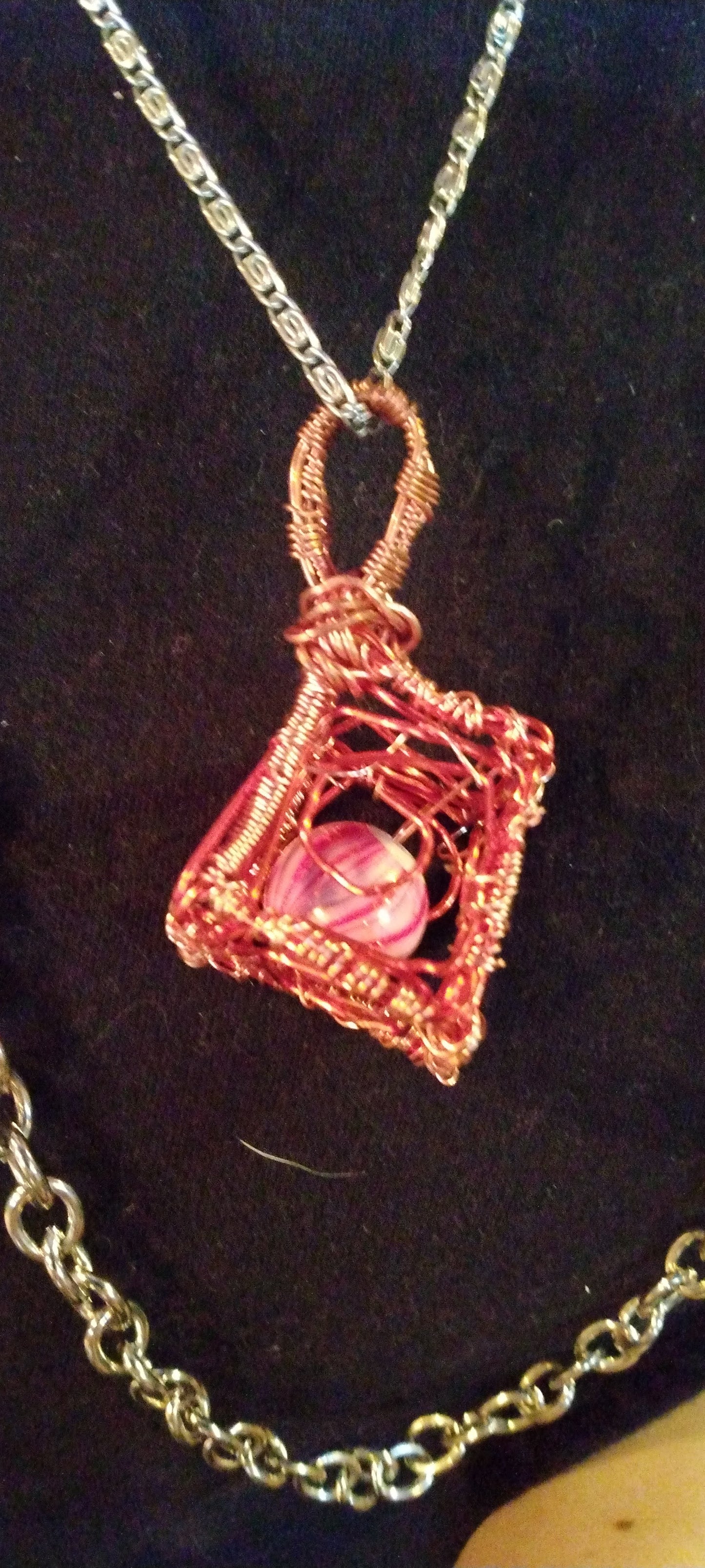 Cube Shaped Wire Wrapped Necklace