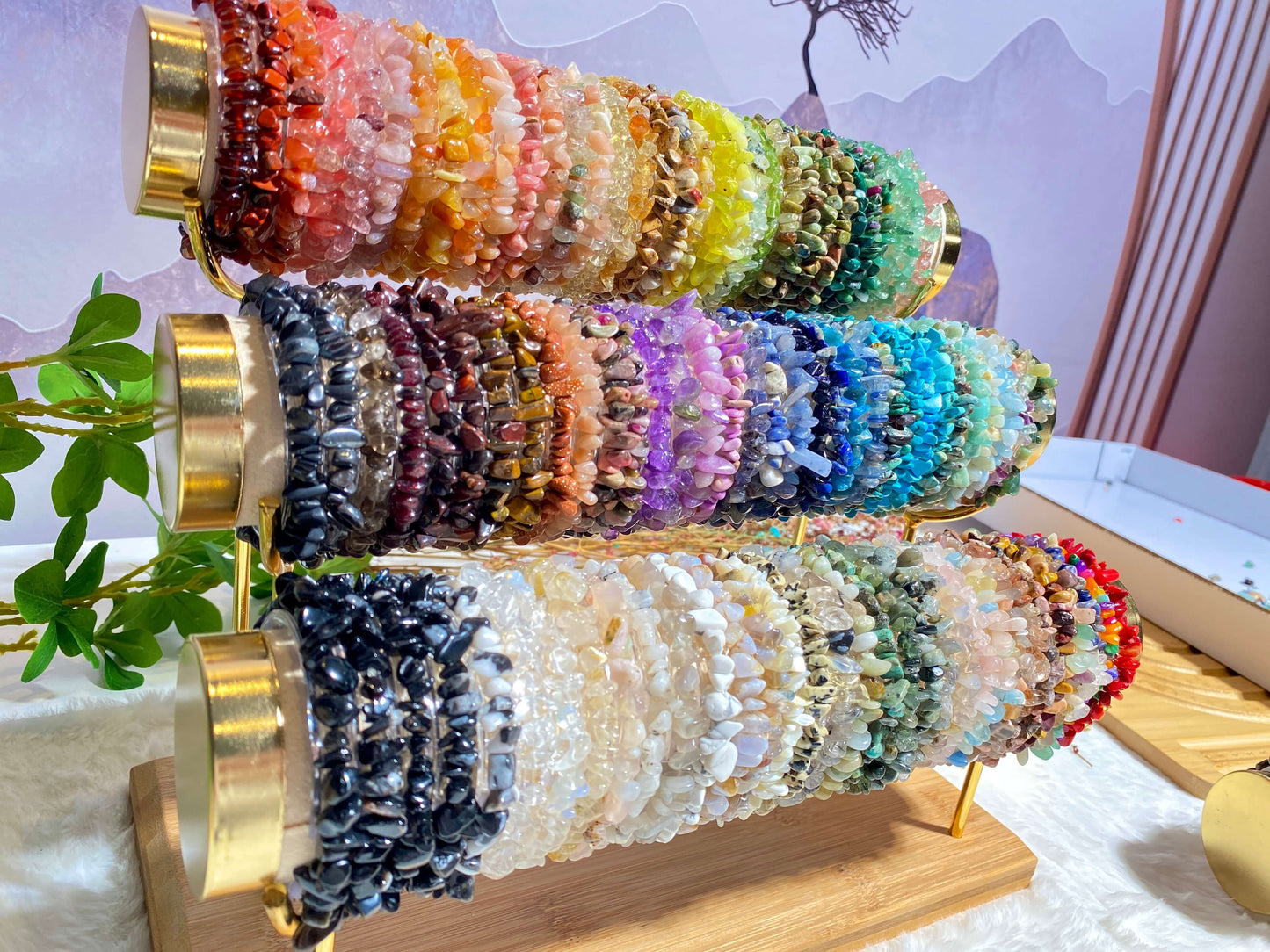 Crystal Bracelets (Chips of natural stone/semi precious Gems) -Golden Sunstone