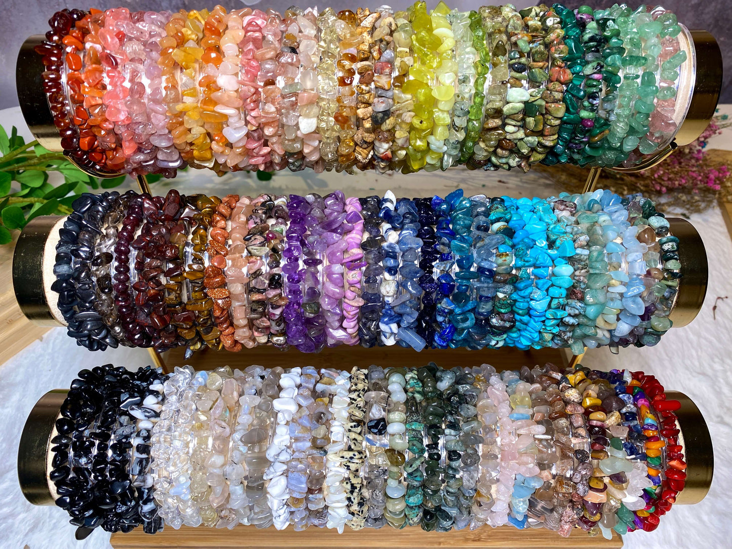 Crystal Bracelets (Chips of natural stone/semi precious Gems) -Golden Sunstone